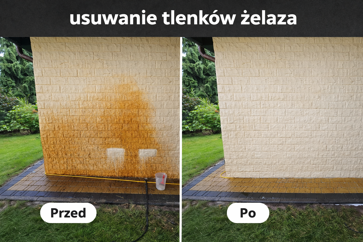 Usuwanie rudych nalotów od zraszaczy ogrodowych z tynku Pruszków