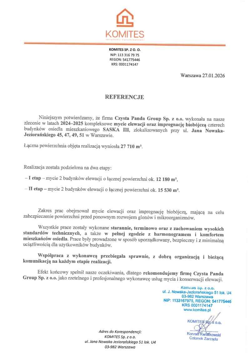 Mycie elewacji osiedla SASKA III, ul. Jana Nowaka-Jeziorańskiego Warszawa