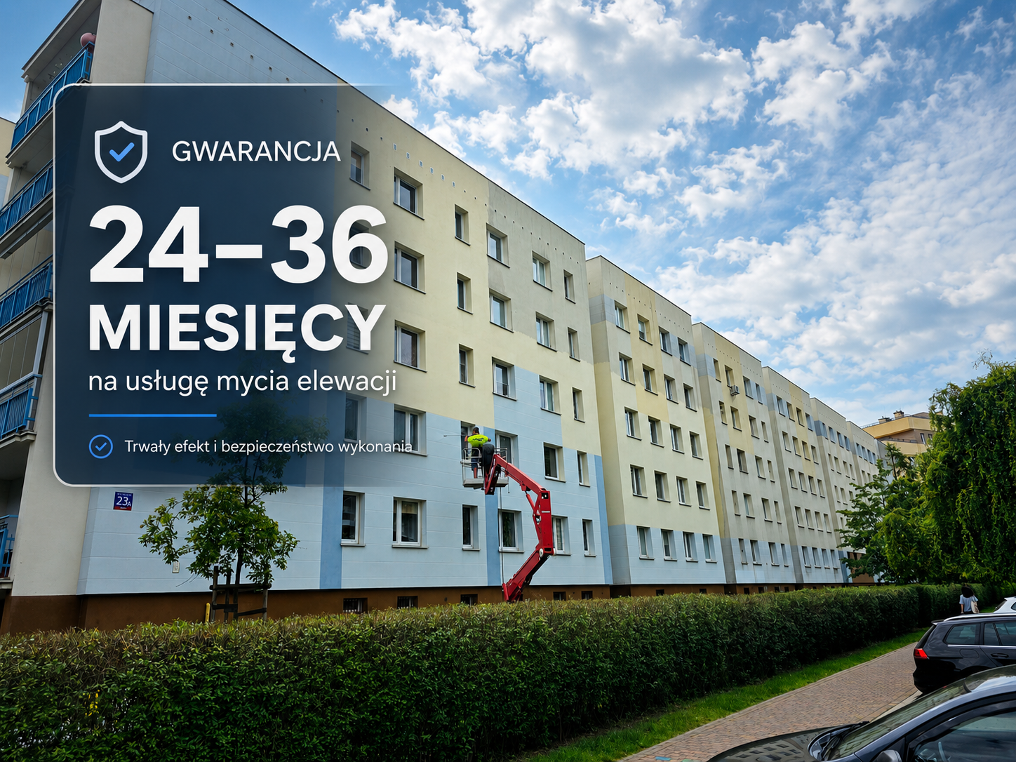 Sprawna organizacja i bezpieczne czyszczenie elewacji bloku przez firmę Czysta Panda